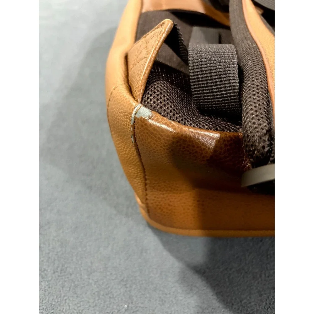 Samsonite Unisex Slim Backpack Brown Cognac Grain Leather Padded Mesh Back